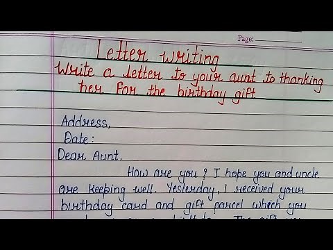 Write a letter to your Aunt thanking her for birthday gift| letter to Aunt| letter writing| English