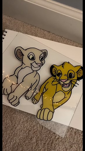The Dynamic Duo Glass Painting of Simba and Nala