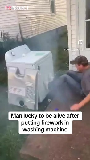 This man is lucky to be alive after he decided to put a firework in a washing machine... It didn’t end well...