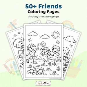 Friends Coloring Pages PDF | Kids Friendship Coloring Book | Children Playing Together Printable Pages - Etsy