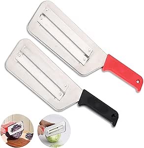 Cabbage Chopper Shredder, 2 Pack Cabbage Cutter Knife Kitchen Slicer Sauerkraut Cutter Coleslaw Grater, Sharp Stainless Steel Blades, Black & Red Handle