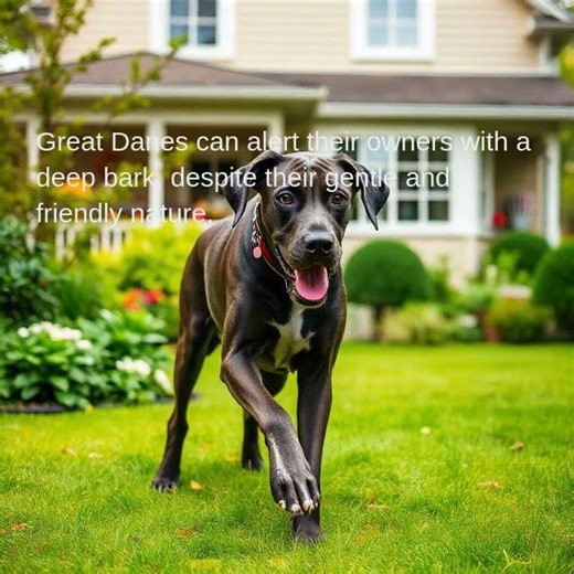 Great Danes can alert their owners with a deep bark, despite their gentle and friendly nature.