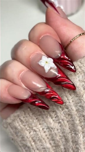 red cat eye french #nails #nailart #nailinspo