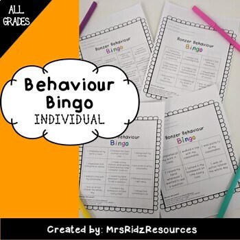 Classroom Behaviour Management Bingo (Editable) - Individual Student Support