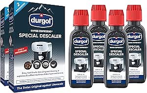 Durgol Swiss Espresso Machine Decalcifier/Descaler Solution, 4 Count