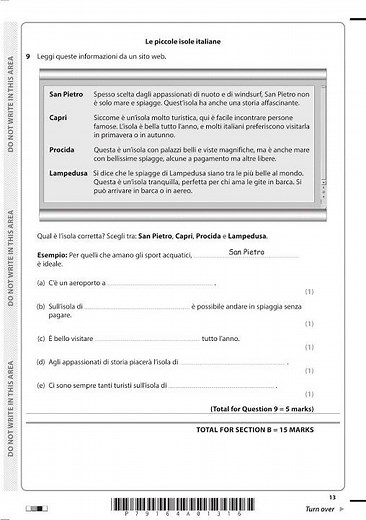 2025 Pearson Edexcel GCSE Italian Paper 3F and Mark Scheme Combined (1GU0/3F)