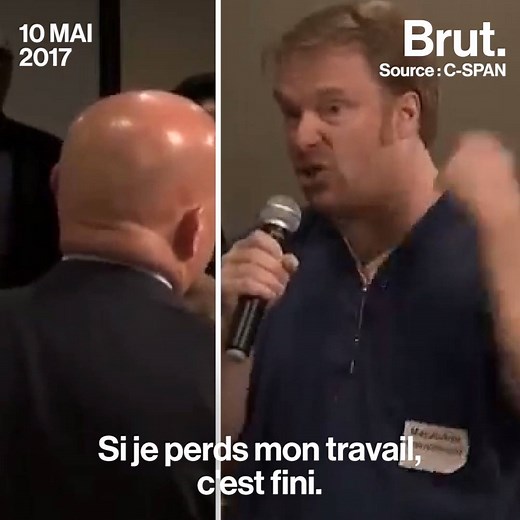 7.1M views · 15K reactions | "Vous êtes la plus grosse menace au monde pour ma famille" Dans une réunion publique, un assistant médical s'en est pris à un élu républicain venu défendre le projet d'abrogation de l'Obamacare. | Brut | Facebook