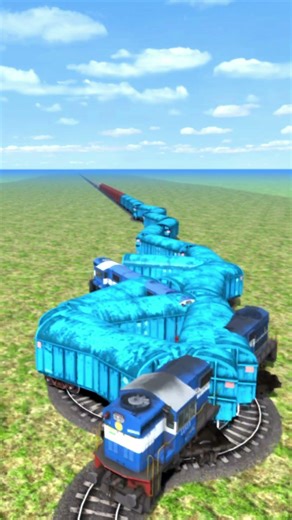 Crazy Massive Train On Double Diamond Crossing 🤯🔥 BeamNG Train simulator 3D #shorts