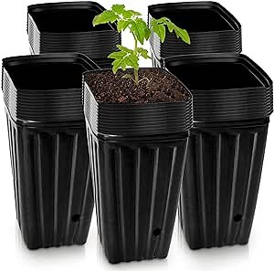 Tree Pots 50-Pack, Planter Nursery Pots, Gardening Pots, Tall Plant Pot, Tree Tubes for Seedlings, Bulk Tall Pots for Plants Indoor, Grow Tubes for Tree, Tall Flower Pots Accessories