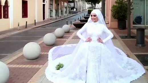 Beirut: The bride being photographed in wedding dress as blast hit