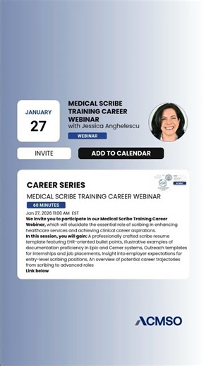 Medical Scribe Training Career Webinar I ACMSO Webinar Invite