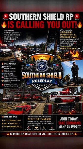 SSRP'S Lowndes County Fire and Rescue wants YOU! We are looking for Supervisor and Command Staff and are open to interviews! We are an ERS server that offers advanced callouts, no civs and PC only! Join today to be a part of the best Fire/EMS department in the South! Join via the discord link or the QR code! #fyp #roleplayservers #fivem #fivemroleplay #firefighterroleplay