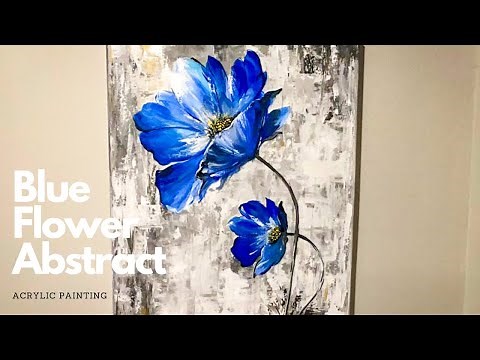 Blue Flower with Abstract Background | Easy Simple Painting for Beginners