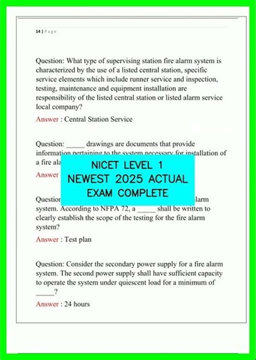 NICET LEVEL 1 NEWEST 2025 ACTUAL EXAM COMPLETE video
