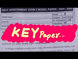 8th class social studies self assessment term 2 real question paper key sheet/social real paper key
