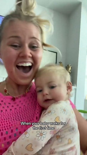 Reacting to my baby walking for the first time! #Shorts