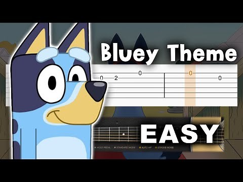 Bluey - Theme Song - EASY Guitar tutorial (TAB)