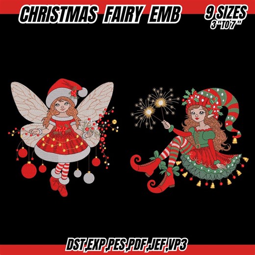 Christmas Fairy Embroidery Designs, Christmas Girl Embroidery, Winter Fall Machine Embroidery Files, 9 Sizes, Instant Download - Etsy Australia