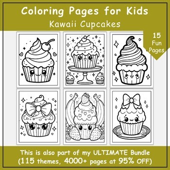 Kawaii Cupcakes | Engaging Coloring Pages for Classroom or Homeschool