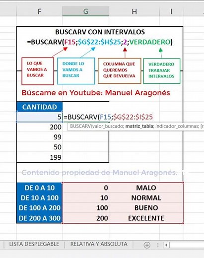 🚀 BUSCARV en #EXCEL con intervalos #SHORTS