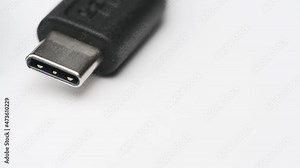 Close up comparison of USB type A type B type C mini micro USB connectors system or connection interface isolated on white background. Transfer information charge for digital camera gadget smartphone