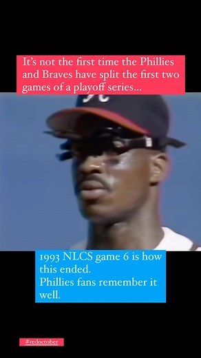 Who remembers the 93 NLCS. Phillies Braves split the first two games of this series as well. Here’s how it ended at the Vet. Mitch with the K. The Vet going nuts. Fregosi looking like he just left the dentist. What a time. #redoctober #phillies 🎥 CBS Sports | Pat Gallen