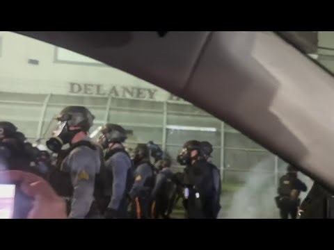 WNBC crew removed from news car as law enforcement tear gases Delaney Hall protesters | NBC New York