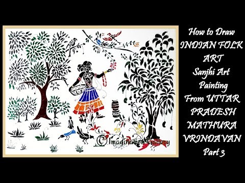 How to Draw INDIAN FOLK ART Sanjhi Art Painting From UTTAR PRADESH MATHURA VRINDAVAN Part 3