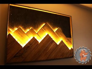 LED wall art wood mountain