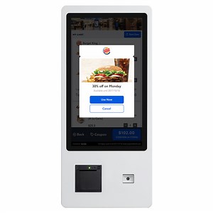 [Hot Item] Sistema de pedido de comida rápida montado en la pared con escáner de código QR, terminal de autoservicio con pantalla táctil y impresora