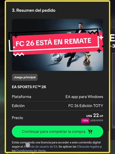 Buen momento para jugar la Liga MX en FC 26 ya que bajo de precio el juego para PC (70 y 75% de descuento). #fc26 #ligamx #descuento #oferta