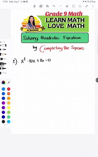 Solving Quadratic Equations by Completing the Square - Math Lesson