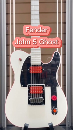 🔥NEW🔥 FENDER 5 GHOST TELECASTER‼️ Bewitchingly beautiful, the John 5 Ghost Telecaster features a top-bound alder body and 1-piece maple neck finished entirely in an enchanting Arctic White gloss and accented by striking red appointments and a gleaming mirrored pickguard/control plate. DiMarzio D Activator humbuckers deliver harmonically rich modern crunch, harnessed by a performance-oriented control set with a 3-way toggle mounted to the upper bout for swift pickup switching and pickguard-moun