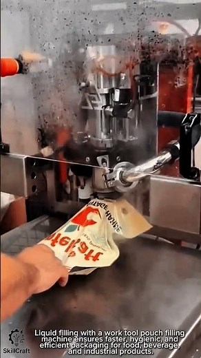 Work tool pouch filling machine for industrial packaging