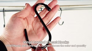 18 Pack Large S Hooks for Hanging, 4-1/2 inch Heavy Duty Rust-Free Closet S Hook, Metal Non Slip Rubber Coated S Hooks Black for Hanging Clothes Jeans Plants Bag Belt Pan Pot Cup Towels Basket Tools