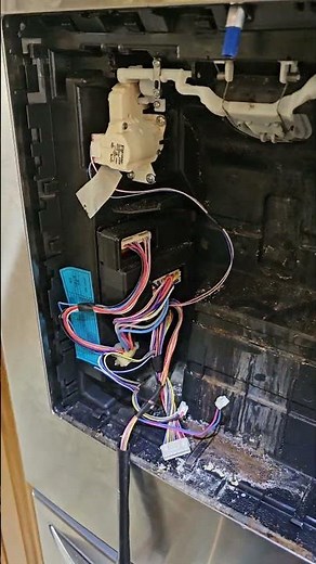 refrigerator LG LFX31945ST/07 is leaking from icemaker and dispenser. Film with buttons is damaged