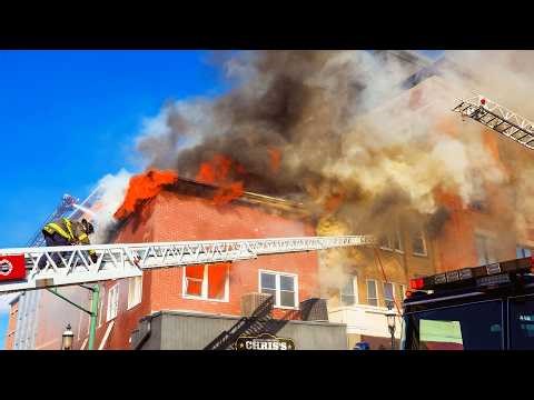 3rd Alarm Fire Above Chris's Diner in South Orange NJ | HEAVY FIRE Roof Collapse 3/14/26