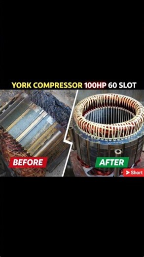 York Compressor 100HP Rewinding 😱 60 Slot 2 Star Connection | Before & After