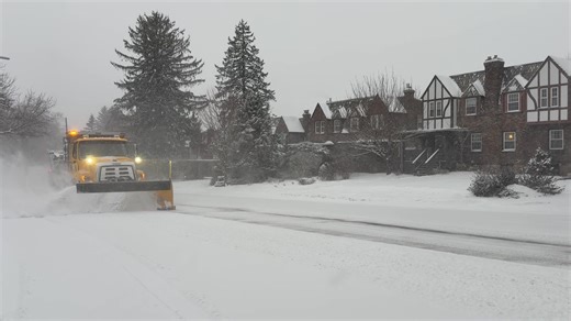 Snowplows clear the way on Union Boulevard in Bethlehem on Sunday morning. Latest on the snow here: https://trib.al/0bmat8a | The Morning Call