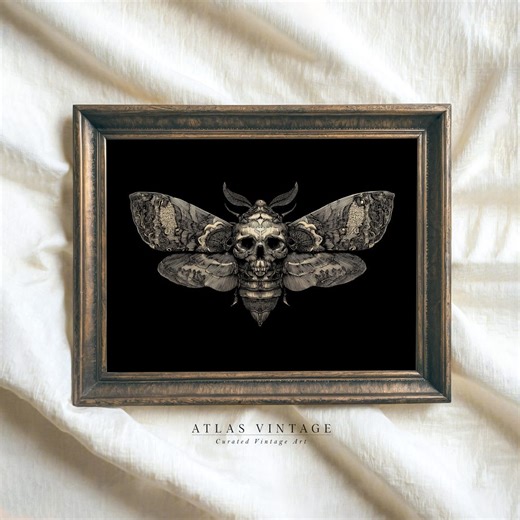 Vintage Skull Moth Print, Gothic Halloween Decor (digital Download) - Etsy