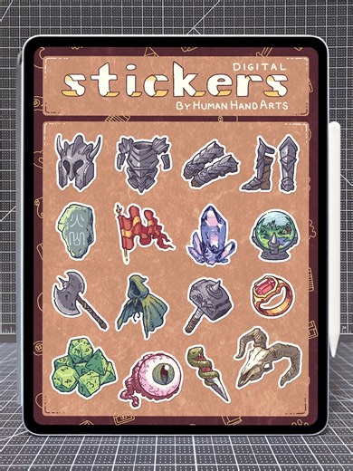 32 Supernote + Goodnotes Stickers - Handgezeichnete E-Ink und Farbe Digitale Sticker - D&D Fantasy-Themen Vol. 1: Waffen und Gegenstände - Etsy.de