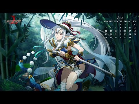 "ZERIDA - EMBRACE THE WARRIOR'S SPIRIT WITH ZERIDA" JULY 2021 CALENDAR WALLPAPER - LANGRISSER SEA.