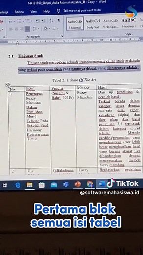 Cara Merapikan Tabel Otomatis di Word untuk Skripsi