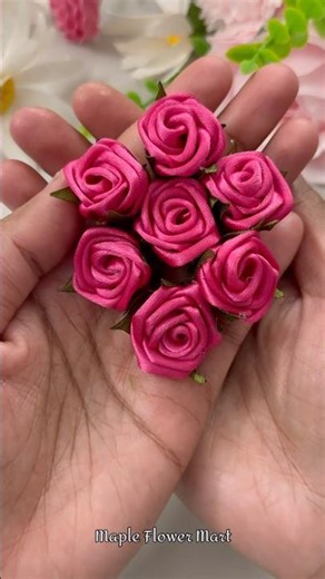 Mini Ribbon Roses 🌹 | Easy DIY Satin Ribbon Flowers | Step by Step Tutorial #shorts #diy #trending
