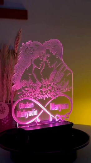 💍 A perfect wedding or anniversary gift! Customize this 3D lamp with your couple photo and see your love glow in 7 beautiful colors. | Eman Decor