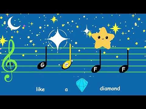 Twinkle Little Star - Musical Notes in Treble Clef - Play Along with Smiley Note!| Music for Kids