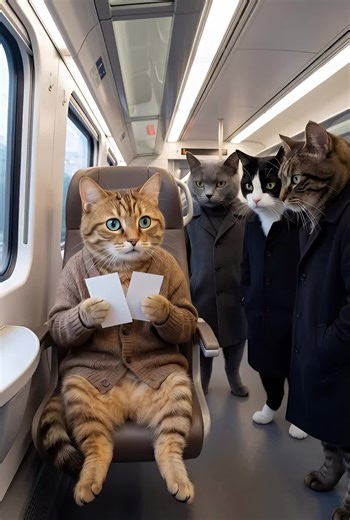 Funny cats in the train ❤️ #cat #funnycat #cutecat