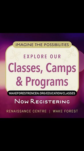 Here is a peek at what our community has been learning with our Wake Forest Renaissance Centre teaching artists this quarter! Are YOU missing from these clips? Maybe it is time to head to our website to see what you could learn next: wakeforestrencen.org/education/classes. #townofwakeforest #wakeforestnc #wakeforestvibe #wakeforestrencen #becauseofartsed | Wake Forest Renaissance Centre
