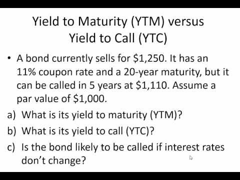 YTC vs YTM on annual bond
