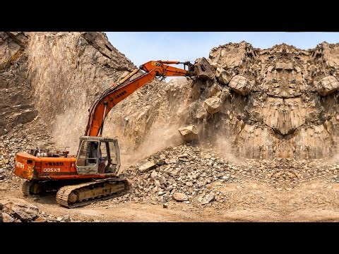 Amazing Excavator Performance | Breaking Huge Rocks with Powerful Machinery